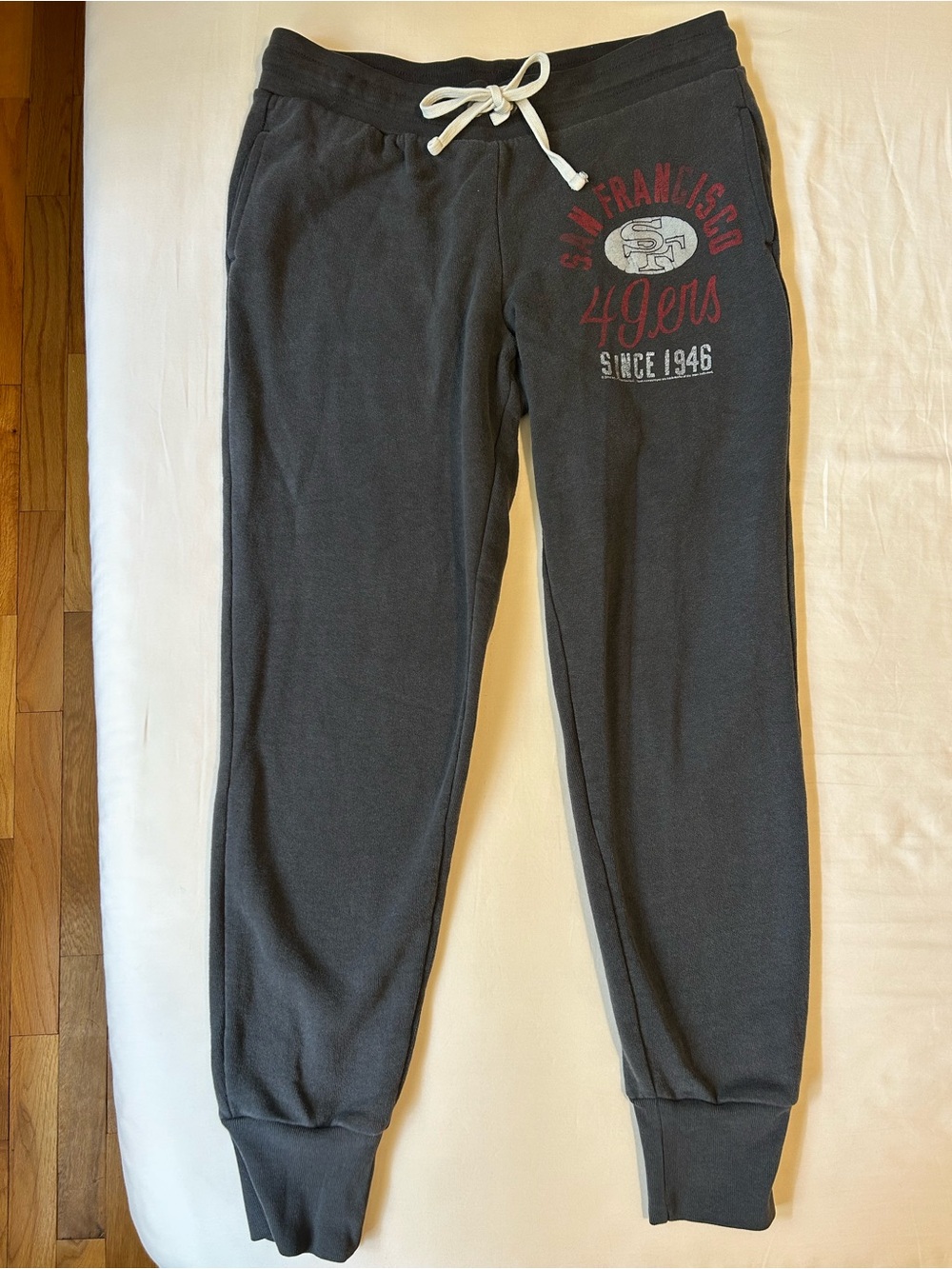 Charcoal Gray San Francisco 49ers Sweatpants Joggers with Functional Drawstring